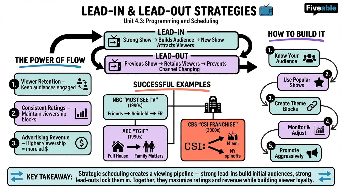 4.3 Lead-in and Lead-out Strategies - TV Management - Unit 4 visual cheatsheet
