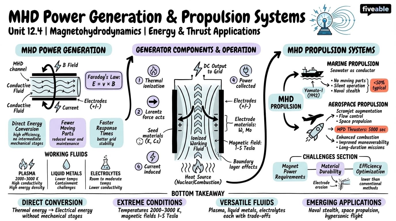 12.4 MHD power generation and propulsion systems - Magnetohydrodynamics - Unit 12 visual cheatsheet