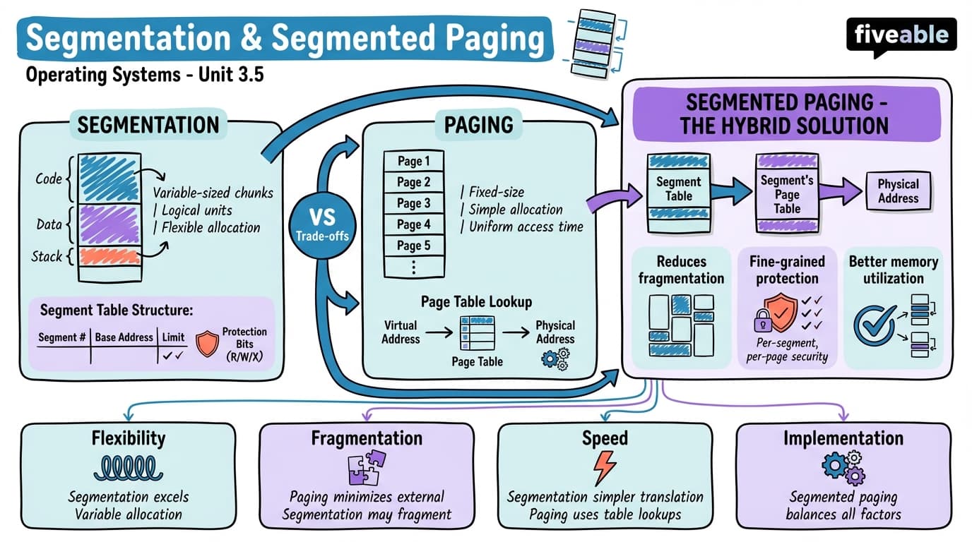 3.5 Segmentation and segmented paging - Operating Systems - Unit 3 visual cheatsheet
