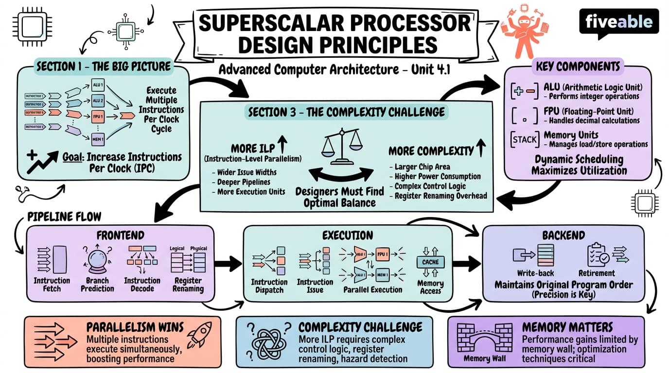 4.1 Superscalar Processor Design Principles - Advanced Computer Architecture - Unit 4 visual cheatsheet