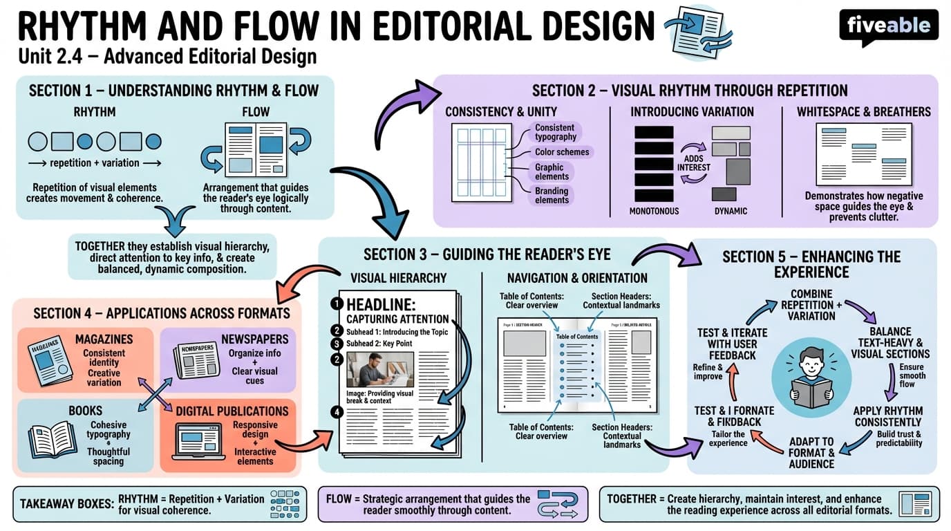 2.4 Rhythm and Flow in Editorial Design - Advanced Editorial Design - Unit 2 visual cheatsheet