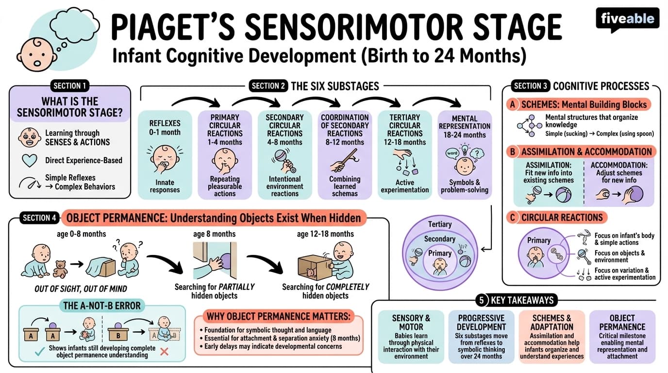 5.1 Piaget's Sensorimotor Stage - Developmental Psychology - Unit 5 visual cheatsheet