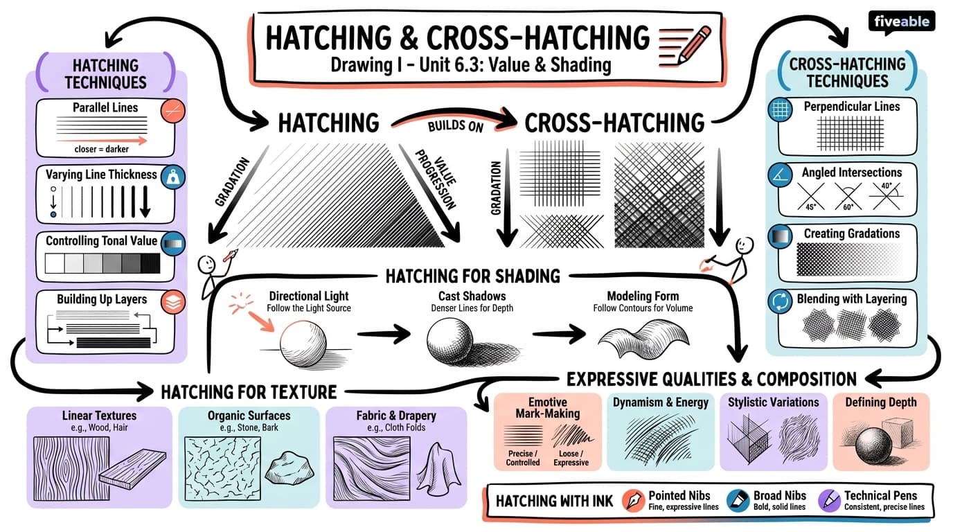 6.3 Hatching and cross-hatching - Drawing I - Unit 6 visual cheatsheet