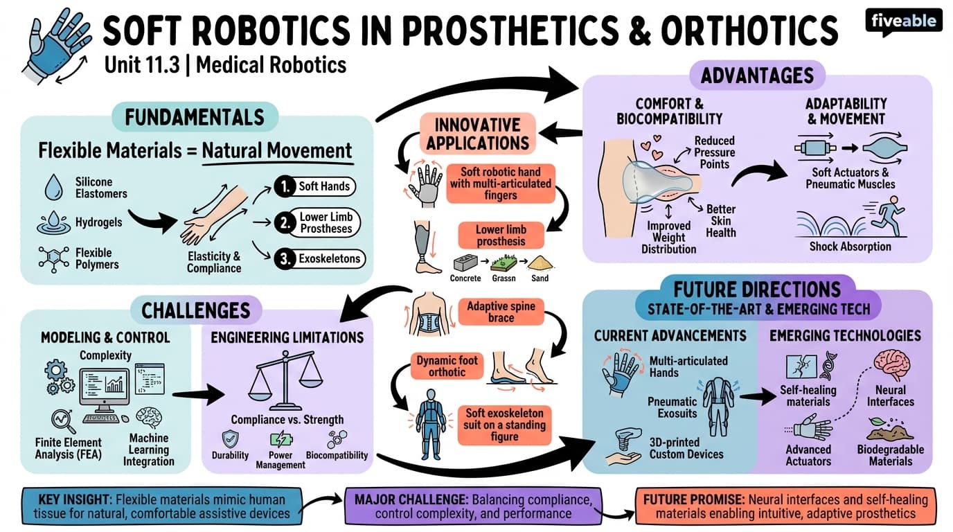 11.3 Soft robotics in prosthetics and orthotics - Medical Robotics - Unit 11 visual cheatsheet