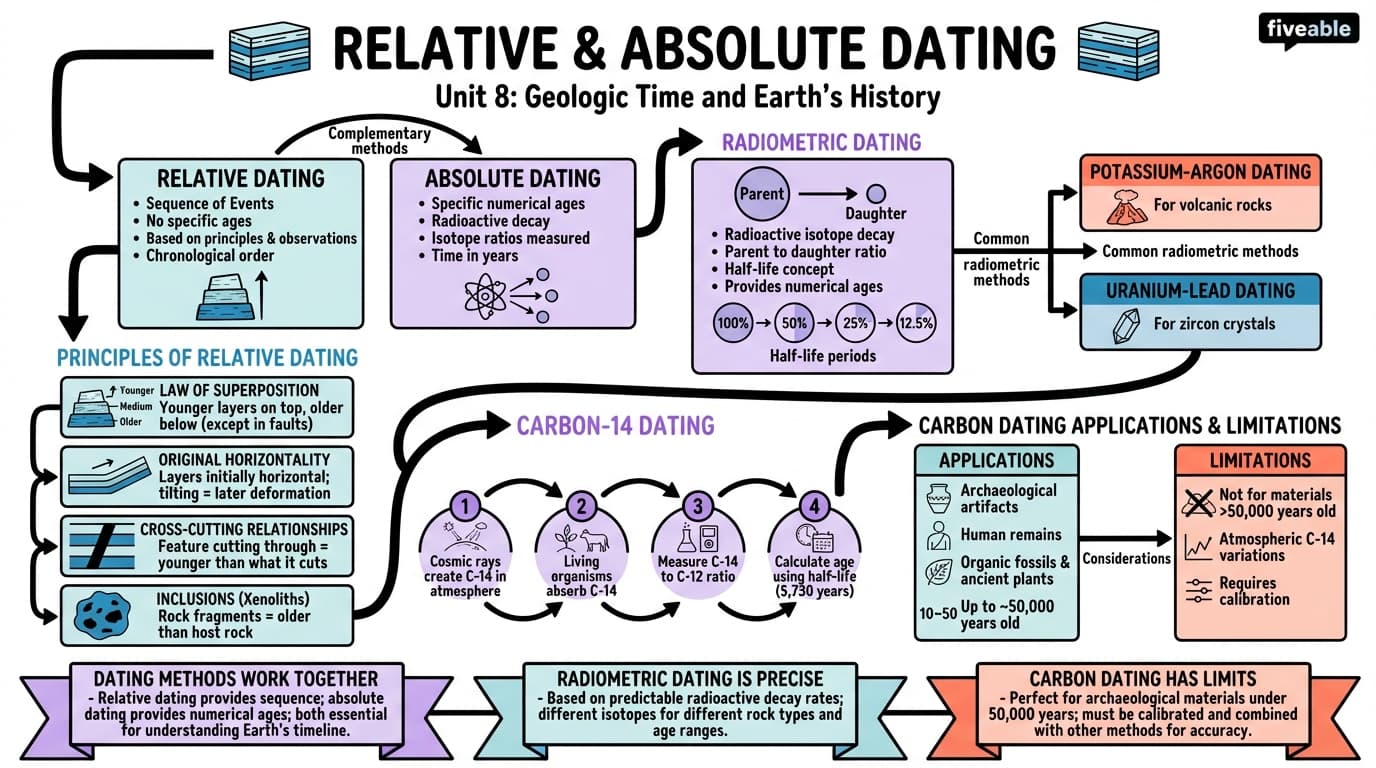 8.1 Relative and absolute dating methods - Physical Geology - Unit 8 visual cheatsheet