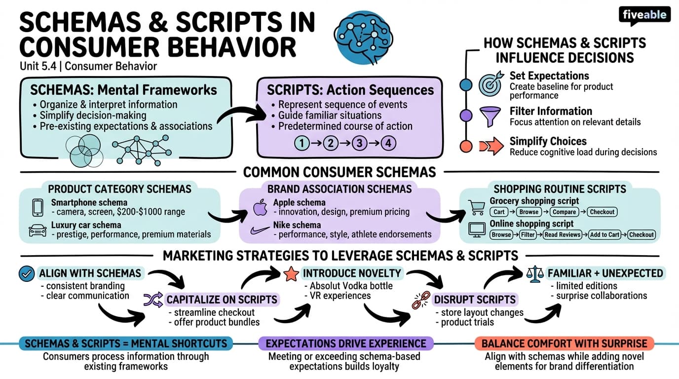 5.4 The Role of Schemas and Scripts in Consumer Behavior - Consumer Behavior - Unit 5 visual cheatsheet