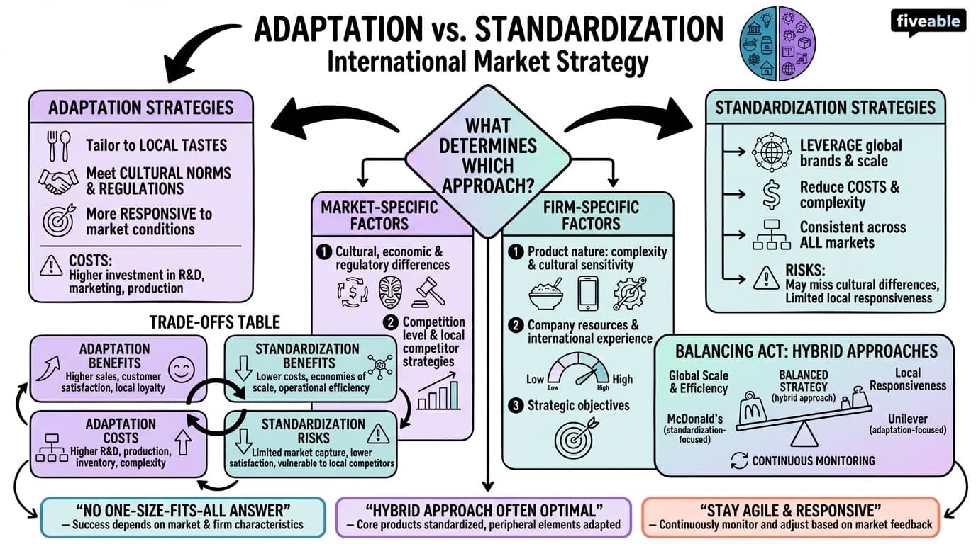 7.3 Adaptation vs. standardization in international markets - Competitive Strategy - Unit 7 visual cheatsheet
