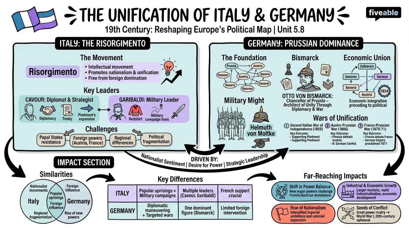 5.8 The unification of Italy and Germany - Honors World History - Unit 5 visual cheatsheet