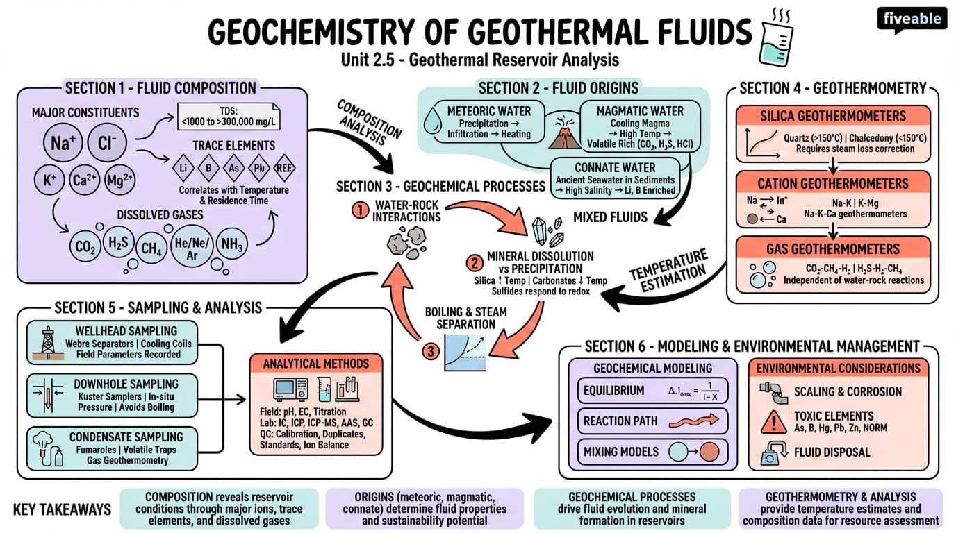 2.5 Geochemistry of geothermal fluids - Geothermal Systems Engineering - Unit 2 visual cheatsheet