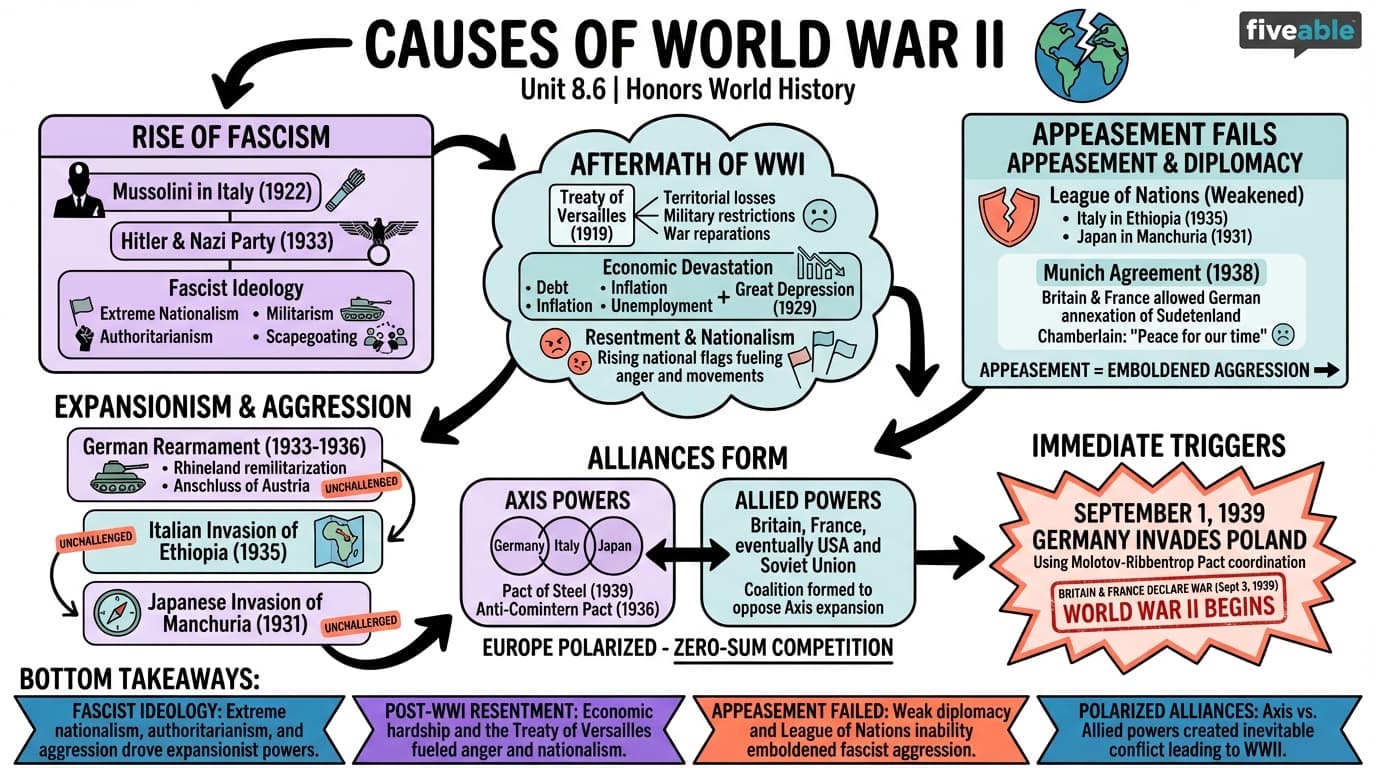 8.6 Causes of World War II - Honors World History - Unit 8 visual cheatsheet