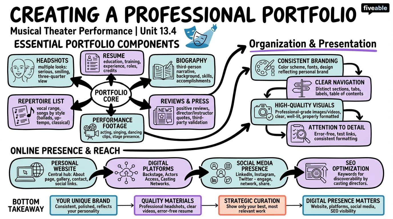 13.4 Creating a Professional Portfolio - Musical Theater Performance - Unit 13 visual cheatsheet