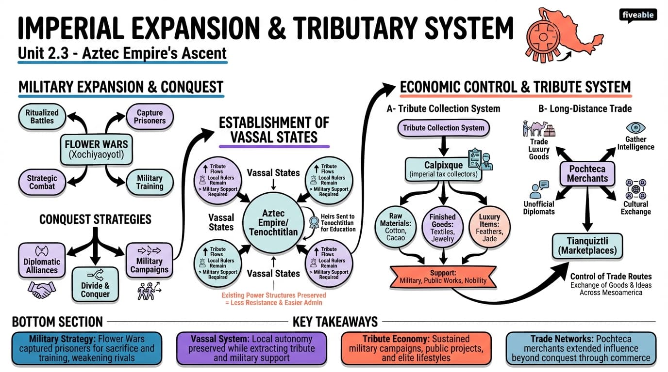 2.3 Imperial expansion and tributary system - History of Aztec Mexico and New Spain - Unit 2 visual cheatsheet