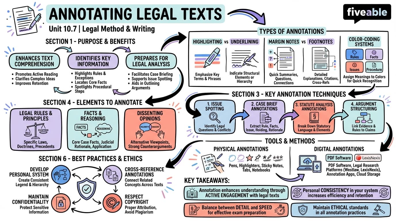 10.7 Annotating legal texts - Legal Method and Writing - Unit 10 visual cheatsheet
