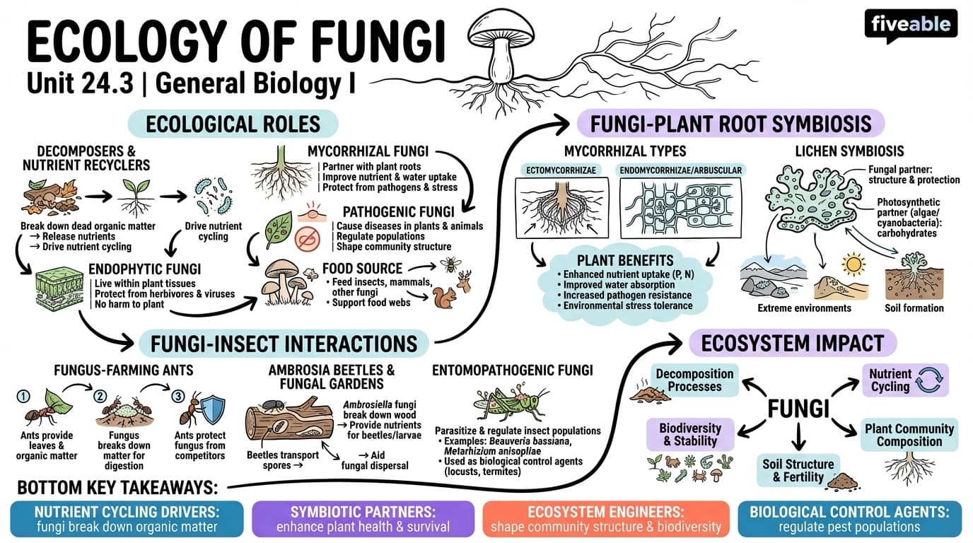 24.3 Ecology of Fungi - General Biology I - Unit 24 visual cheatsheet