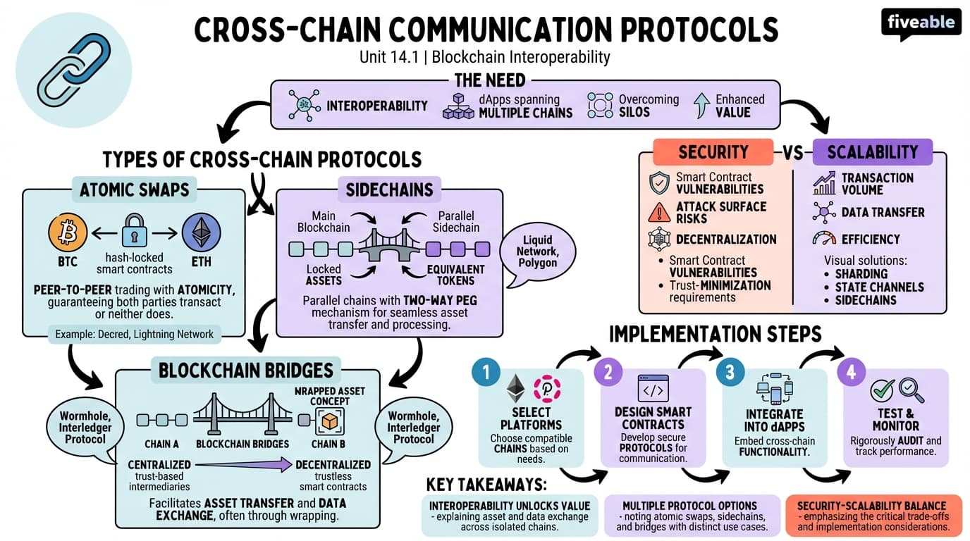 14.1 Cross-chain communication protocols - Blockchain Technology and Applications - Unit 14 visual cheatsheet