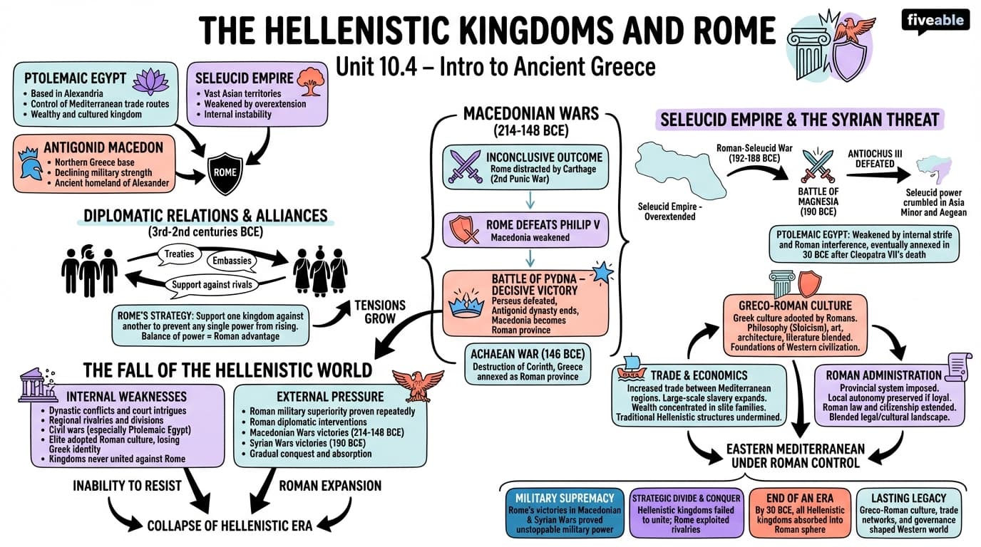 10.4 The Hellenistic Kingdoms and Rome - Intro to Ancient Greece - Unit 10 visual cheatsheet