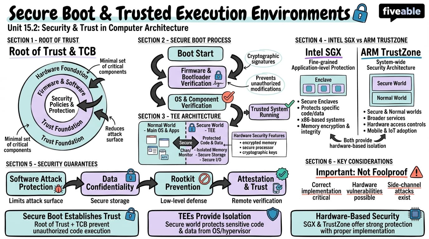 15.2 Secure Boot and Trusted Execution Environments - Advanced Computer Architecture - Unit 15 visual cheatsheet