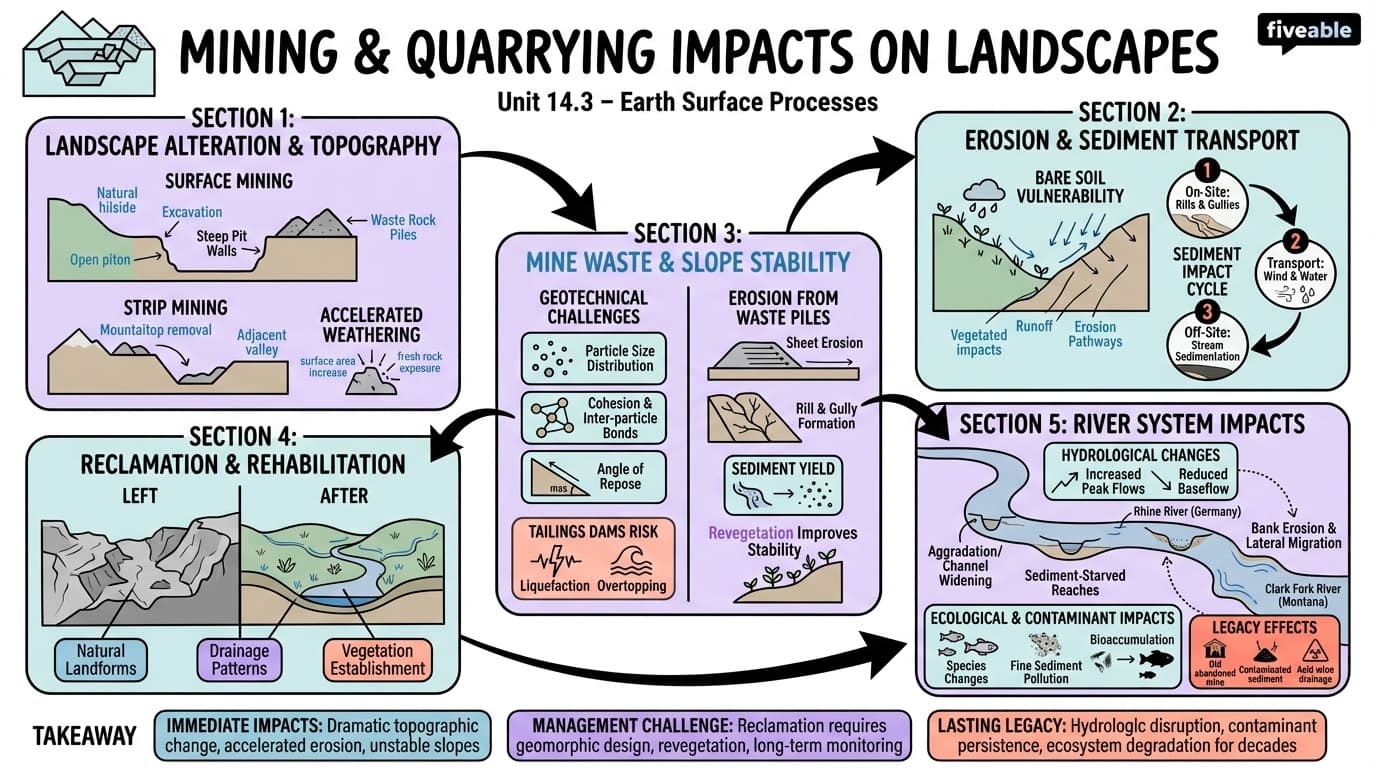 14.3 Mining and quarrying impacts on landscapes - Earth Surface Processes - Unit 14 visual cheatsheet