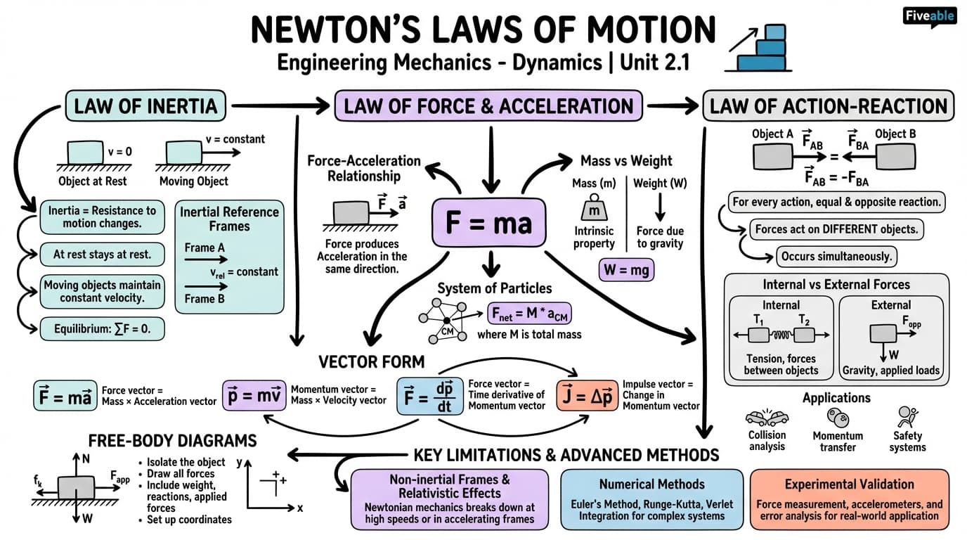2.1 Newton's laws of motion - Engineering Mechanics – Dynamics - Unit 2 visual cheatsheet