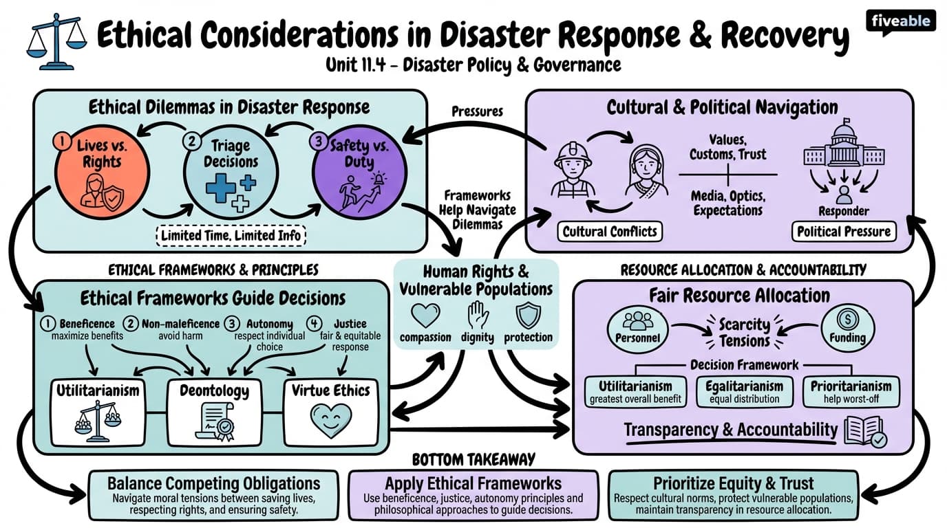 11.4 Ethical considerations in disaster response and recovery - Natural and Human Disasters - Unit 11 visual cheatsheet