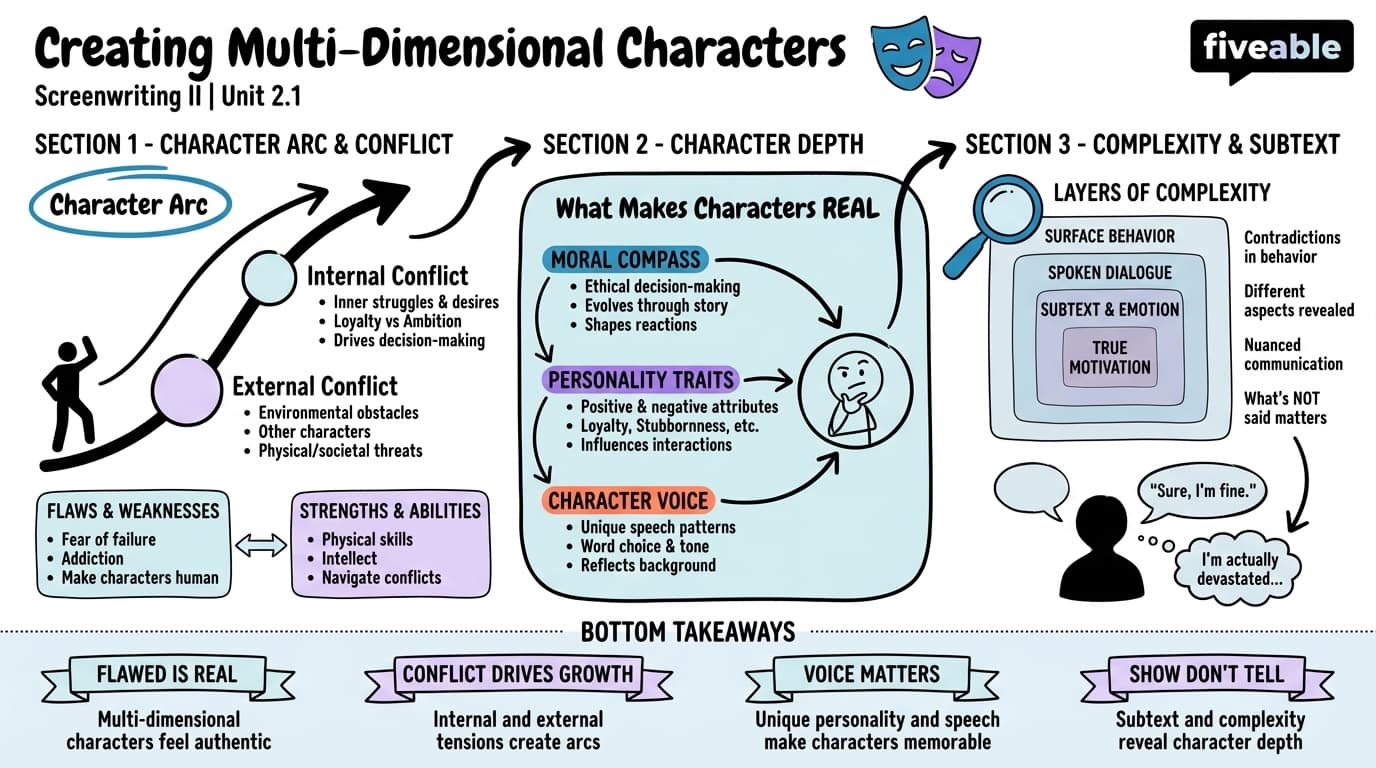 2.1 Creating Multi-Dimensional Characters - Screenwriting II - Unit 2 visual cheatsheet
