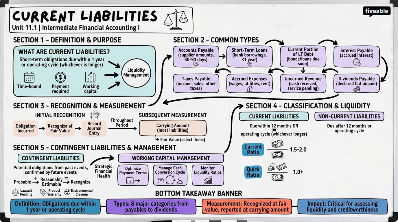 11.1 Current liabilities - Intermediate Financial Accounting I - Unit 11 visual cheatsheet