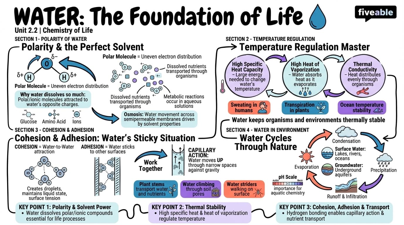 2.2 Water - Biology for Non-STEM Majors - Unit 2 visual cheatsheet