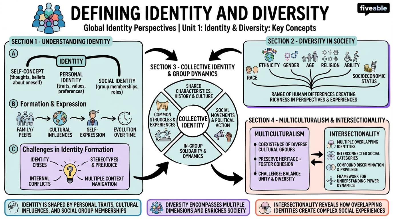 1.1 Defining Identity and Diversity - Global Identity Perspectives - Unit 1 visual cheatsheet