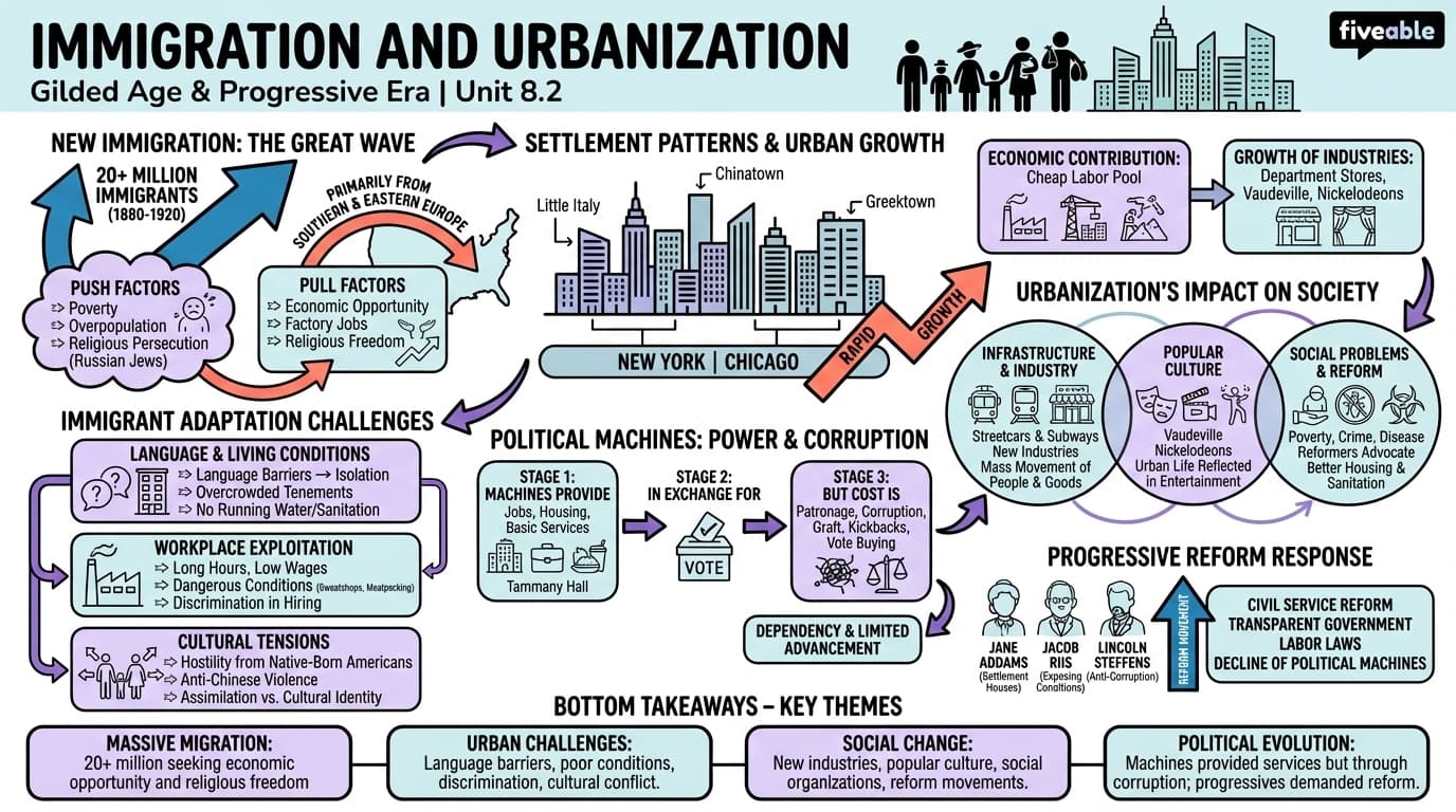 8.2 Immigration and Urbanization - Honors US History - Unit 8 visual cheatsheet