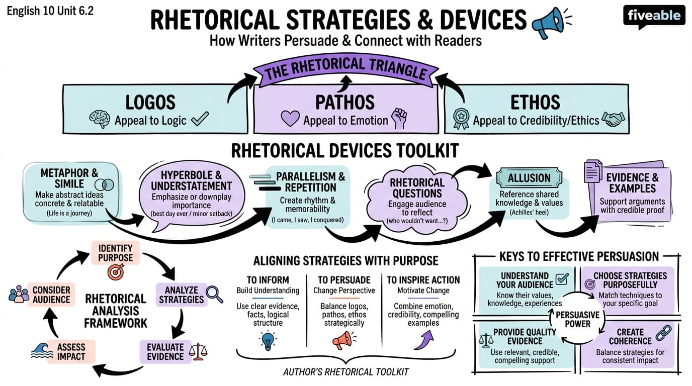 6.2 Rhetorical Strategies and Devices - English 10 - Unit 6 visual cheatsheet