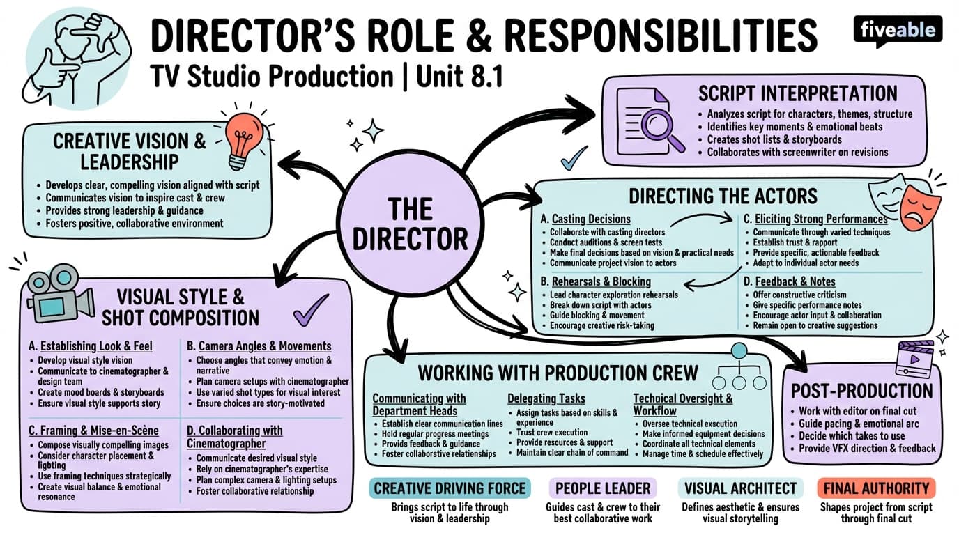 8.1 Director's role and responsibilities - TV Studio Production - Unit 8 visual cheatsheet