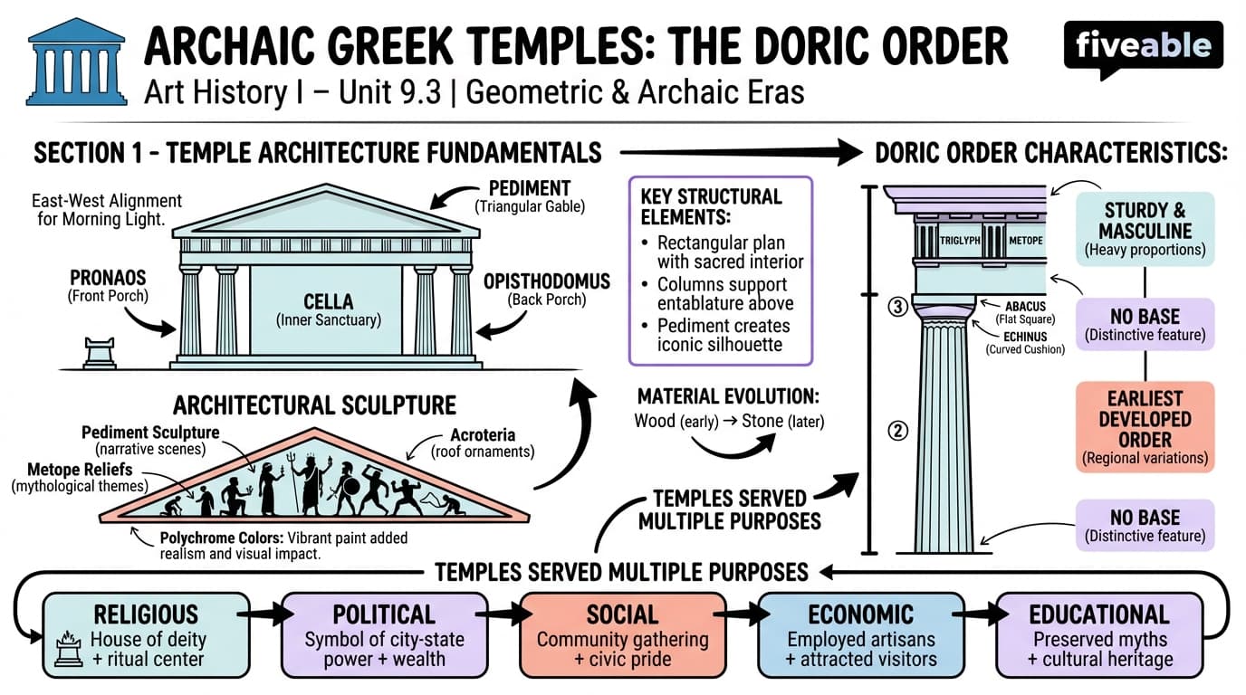 9.3 Archaic Architecture: Early Temples and the Doric Order - Art History I – Prehistory to Middle Ages - Unit 9 visual cheatsheet