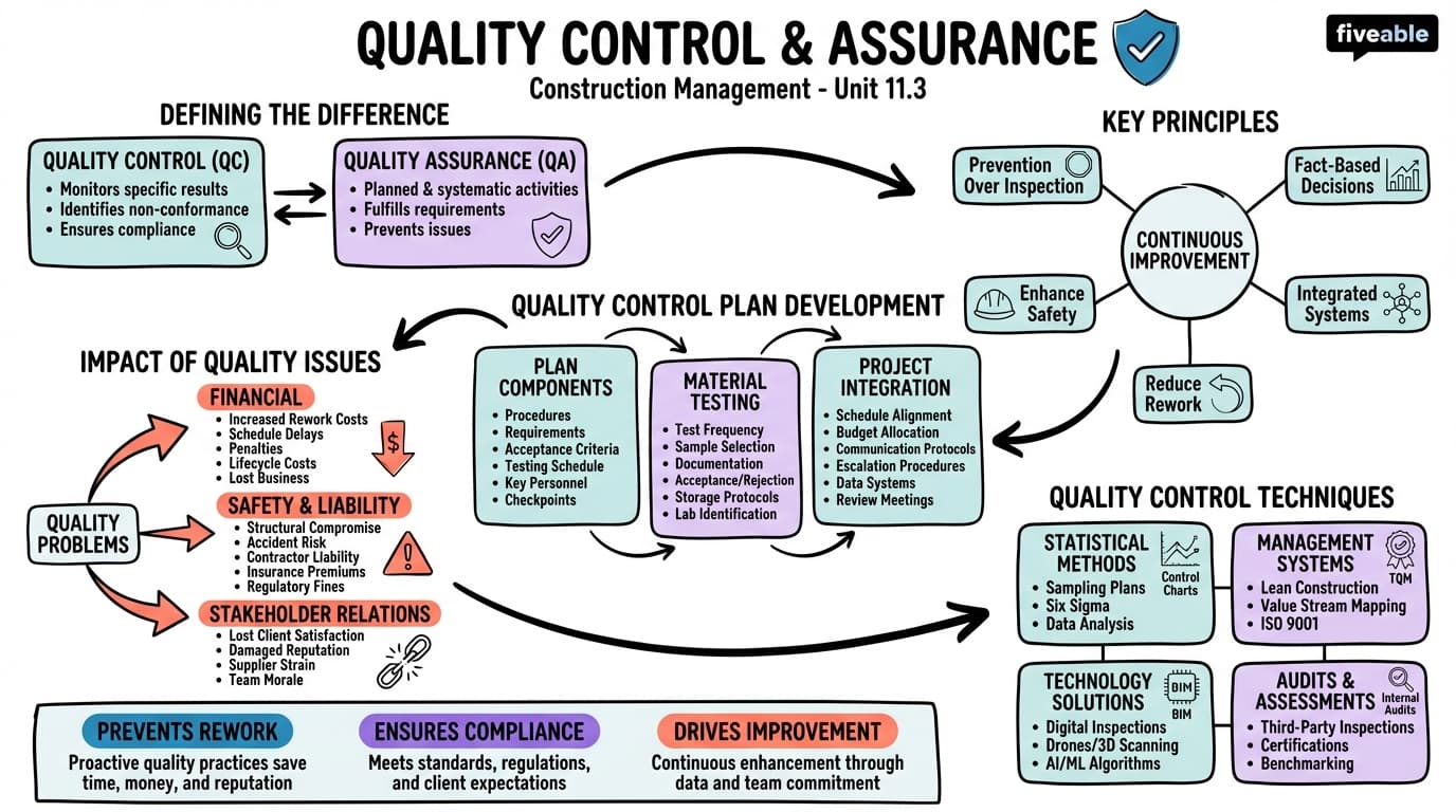 11.3 Quality Control and Assurance - Intro to Civil Engineering - Unit 11 visual cheatsheet