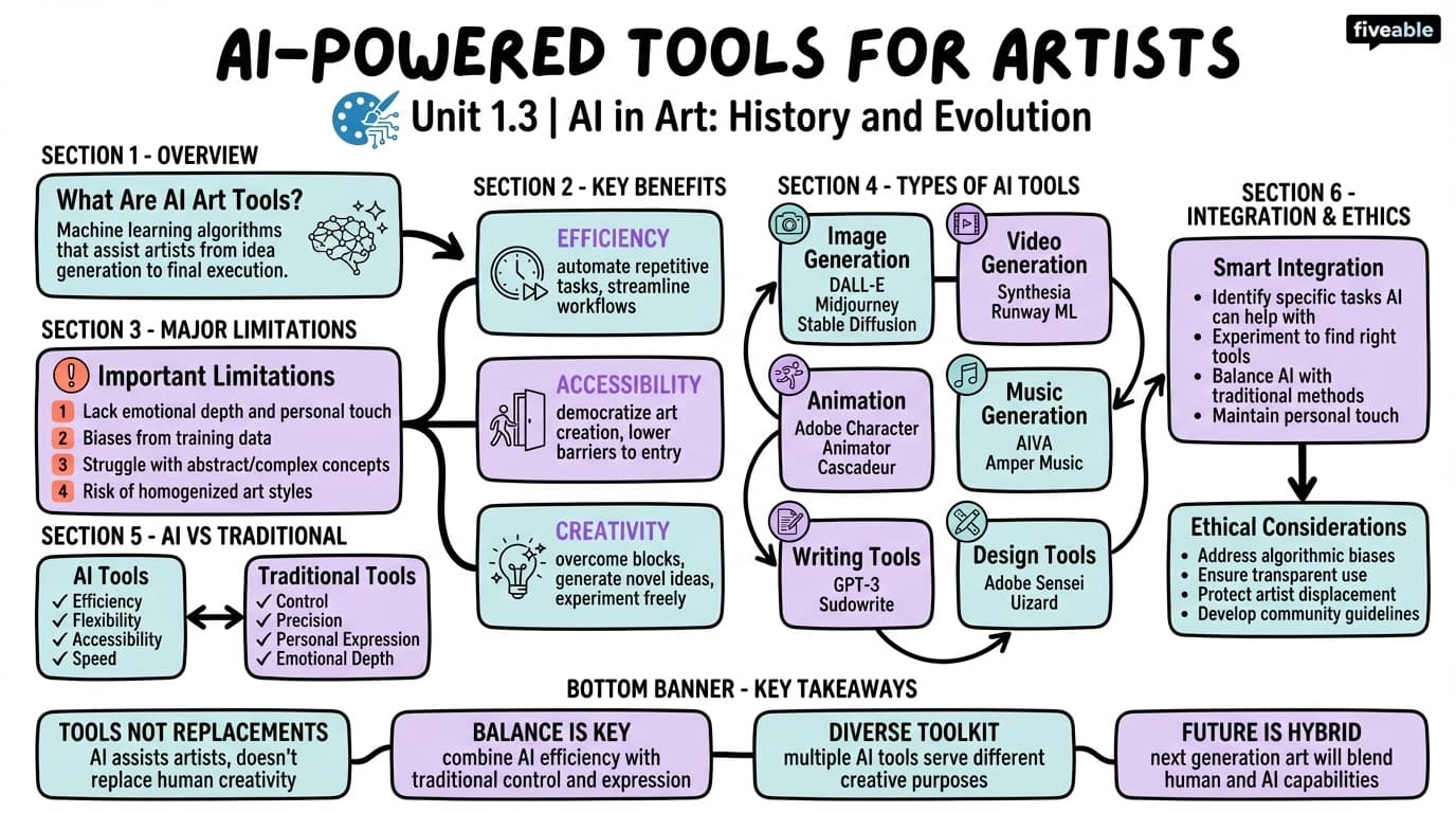 1.3 AI-powered tools for artists - AI and Art - Unit 1 visual cheatsheet