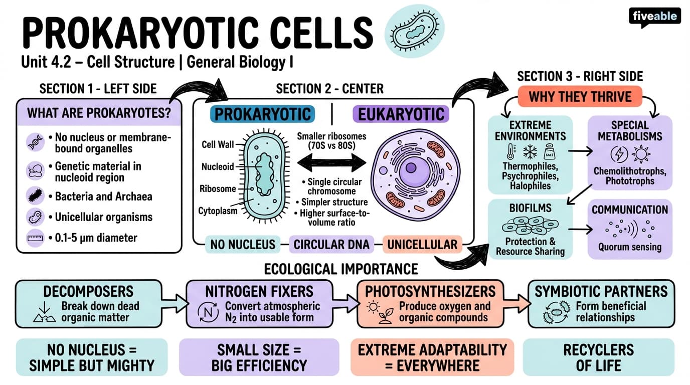 4.2 Prokaryotic Cells - General Biology I - Unit 4 visual cheatsheet