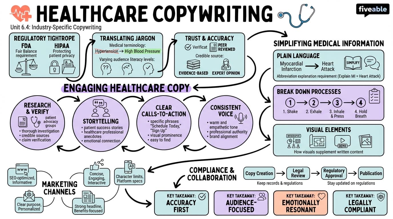 6.4 Copywriting for the healthcare industry - Advertising Copywriting - Unit 6 visual cheatsheet