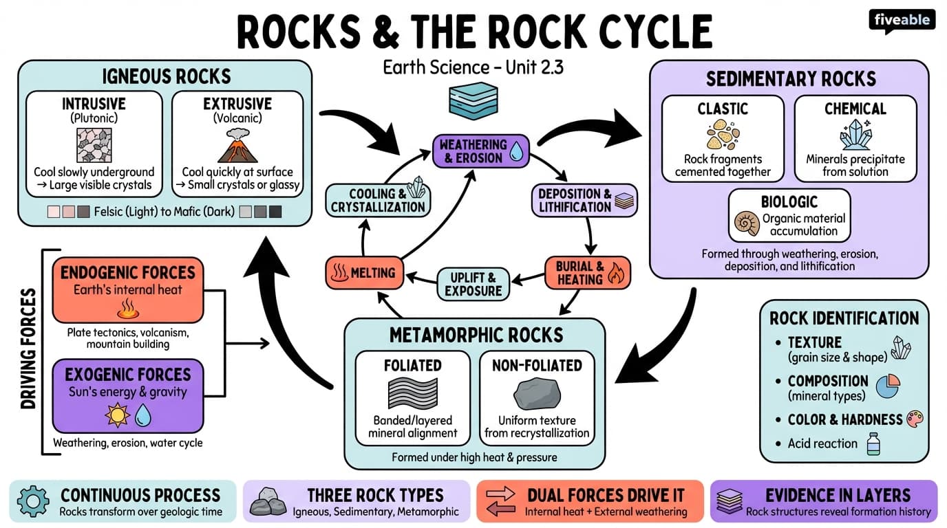 2.3 Rocks and the Rock Cycle - Earth Science - Unit 2 visual cheatsheet