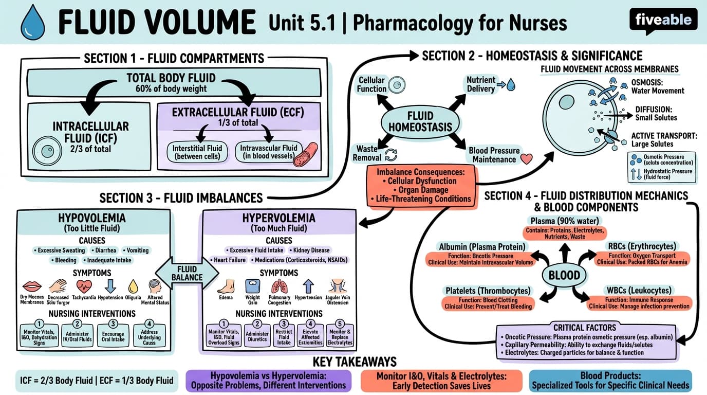 5.1 Fluid Volume - Pharmacology for Nurses - Unit 5 visual cheatsheet
