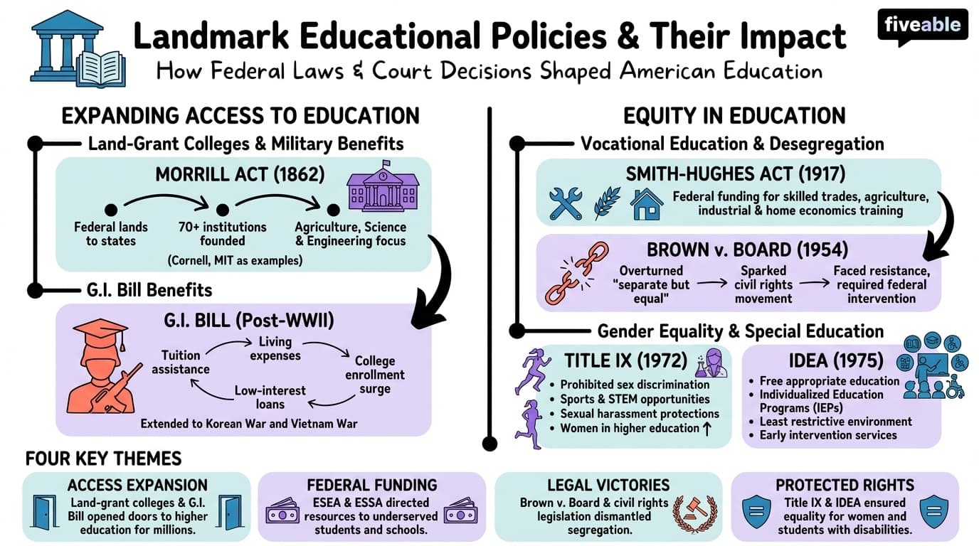 2.4 Landmark educational policies and their impact - Foundations of Education - Unit 2 visual cheatsheet