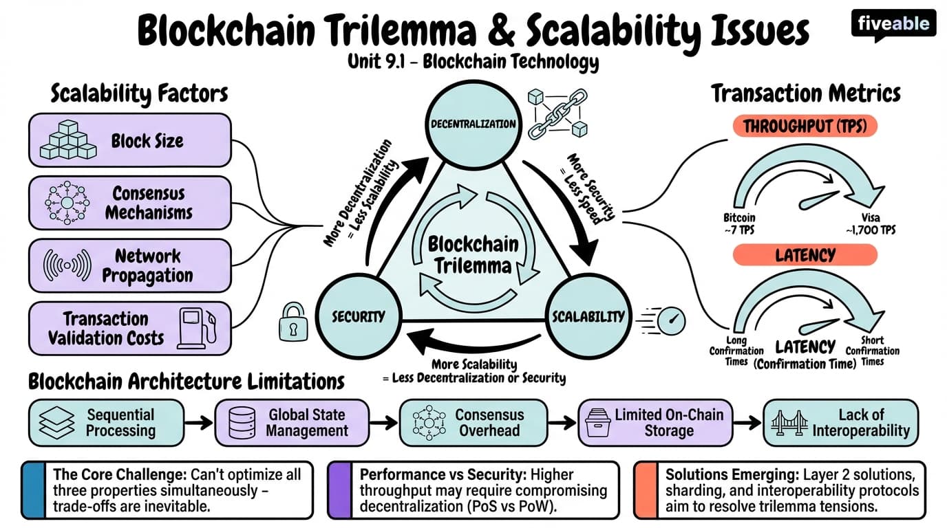 9.1 Blockchain trilemma and scalability issues - Blockchain Technology and Applications - Unit 9 visual cheatsheet