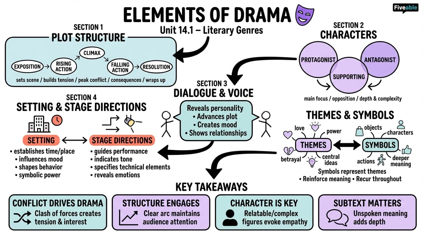 14.1 Elements of Drama - English 12 - Unit 14 visual cheatsheet