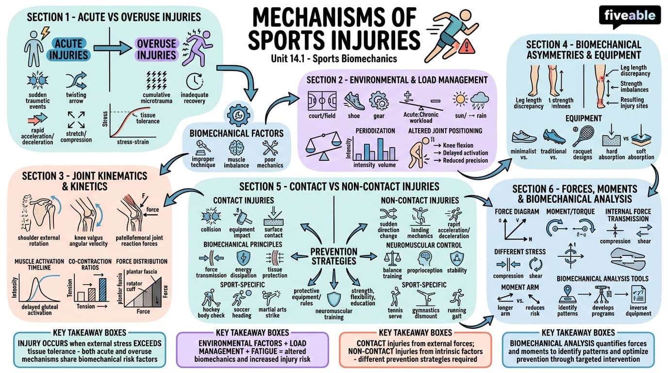 14.1 Mechanisms of sports injuries - Sports Biomechanics - Unit 14 visual cheatsheet