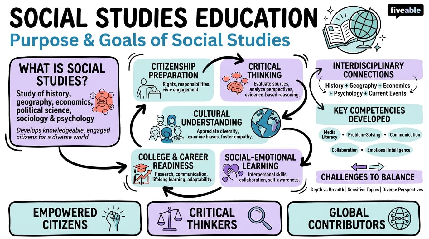 1.1 Purpose and goals of social studies education - Social Studies Education - Unit 1 visual cheatsheet