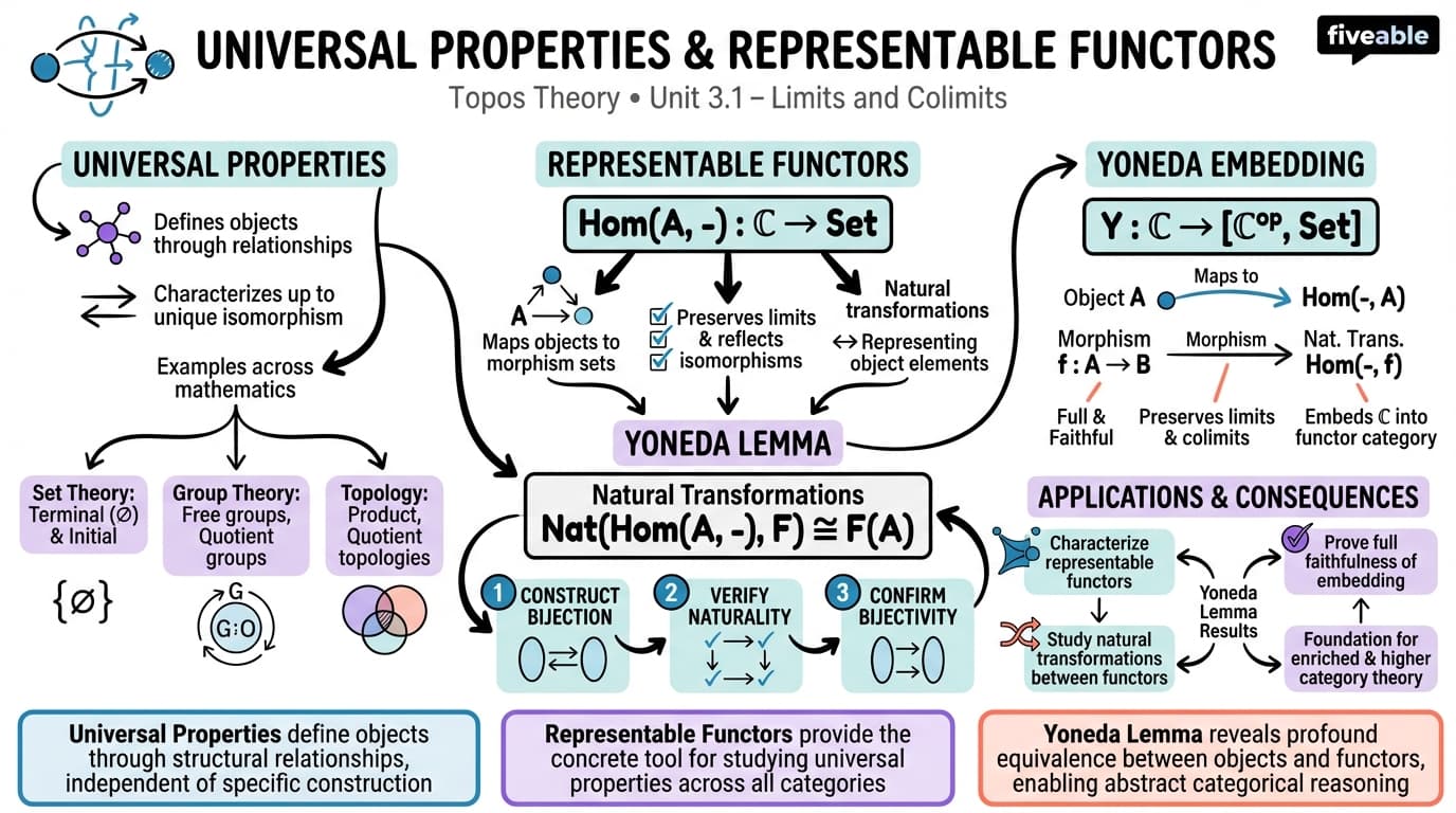 3.1 Universal properties and representable functors - Topos Theory - Unit 3 visual cheatsheet
