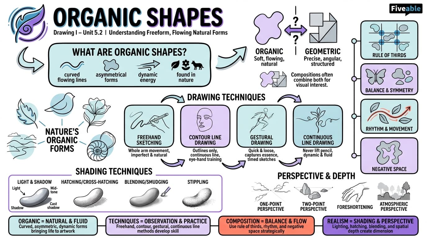 5.2 Organic shapes - Drawing I - Unit 5 visual cheatsheet
