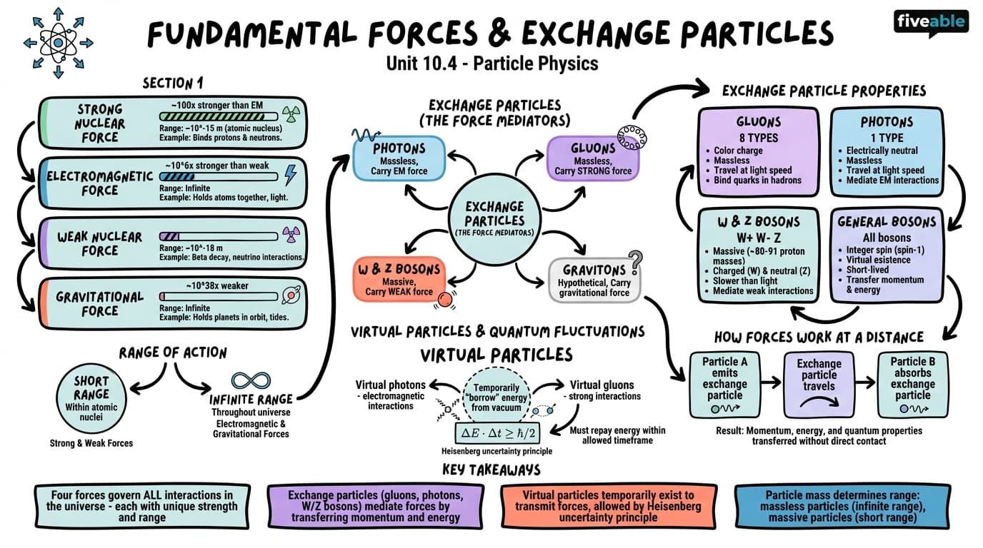 10.4 Fundamental Forces and Exchange Particles - Principles of Physics III - Unit 10 visual cheatsheet