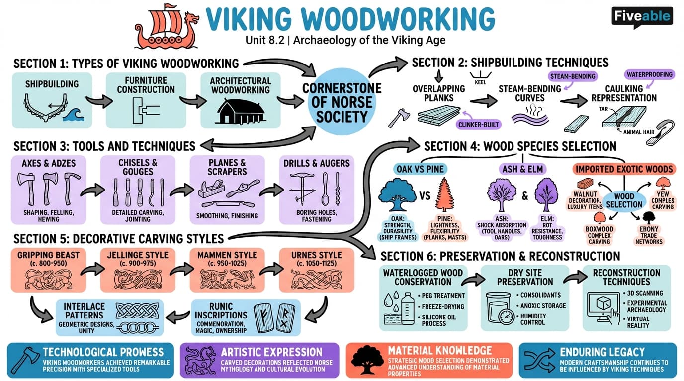 8.2 Woodworking - Archaeology of the Viking Age - Unit 8 visual cheatsheet