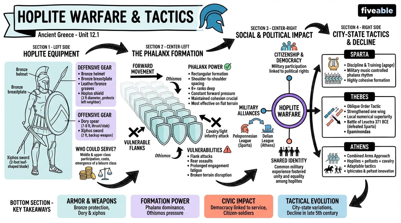 12.1 Hoplite Warfare and Tactics - Ancient Greece - Unit 12 visual cheatsheet