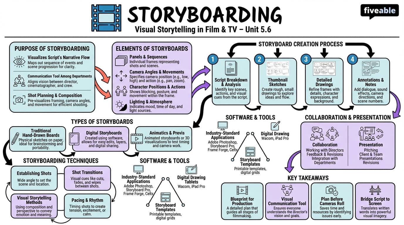 5.6 Storyboarding - Storytelling for Film and Television - Unit 5 visual cheatsheet