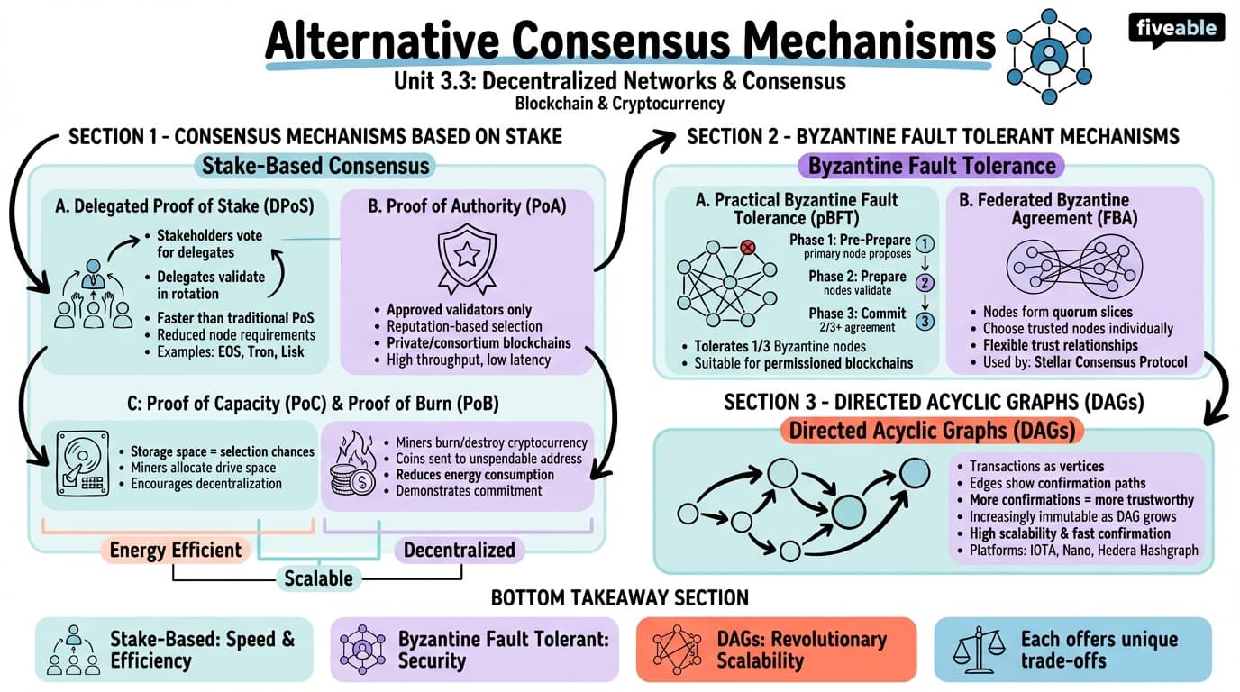 3.3 Alternative Consensus Mechanisms - Blockchain and Cryptocurrency - Unit 3 visual cheatsheet